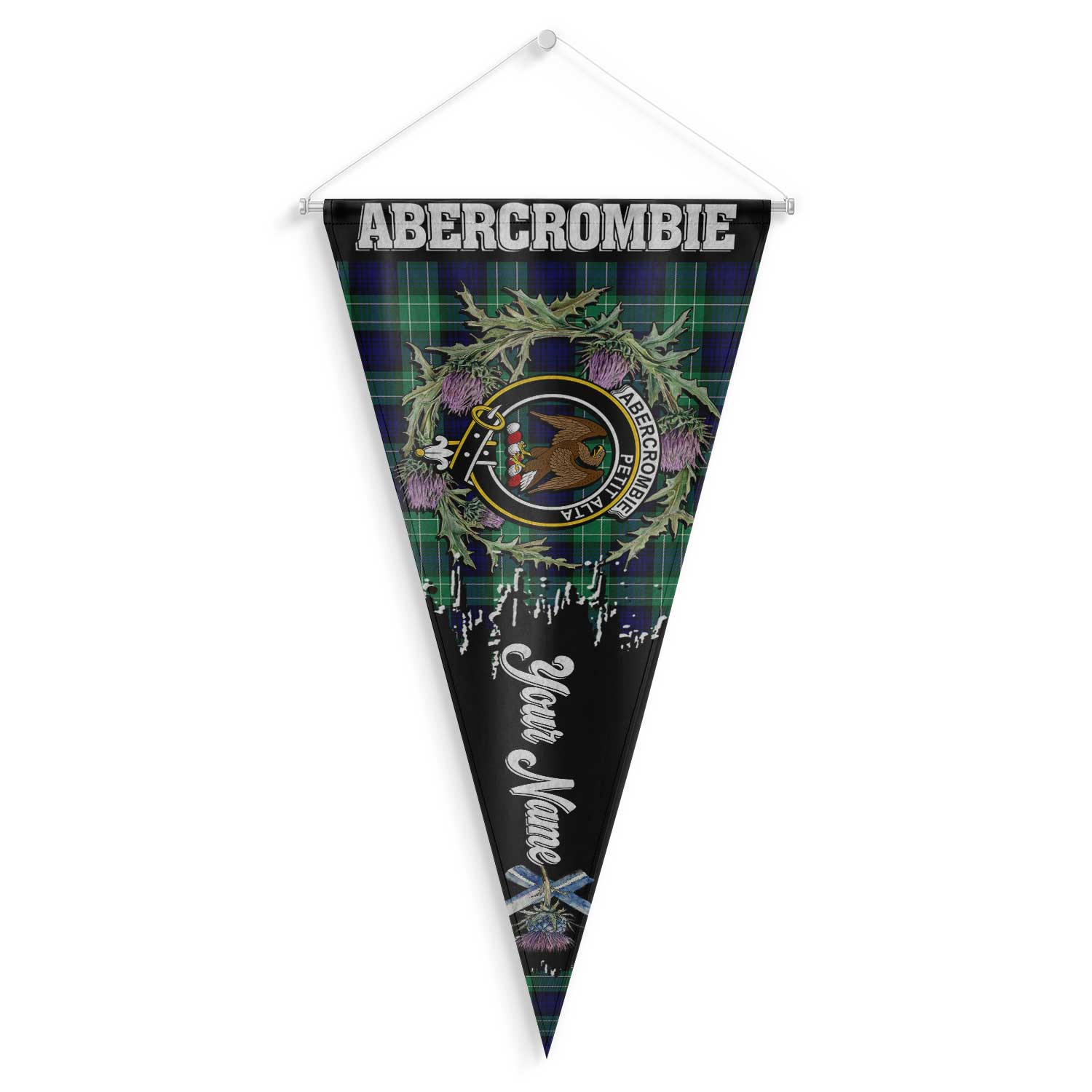 Clan Abercrombie Tartan Felt Pennant Crest And Plaid Basic Style