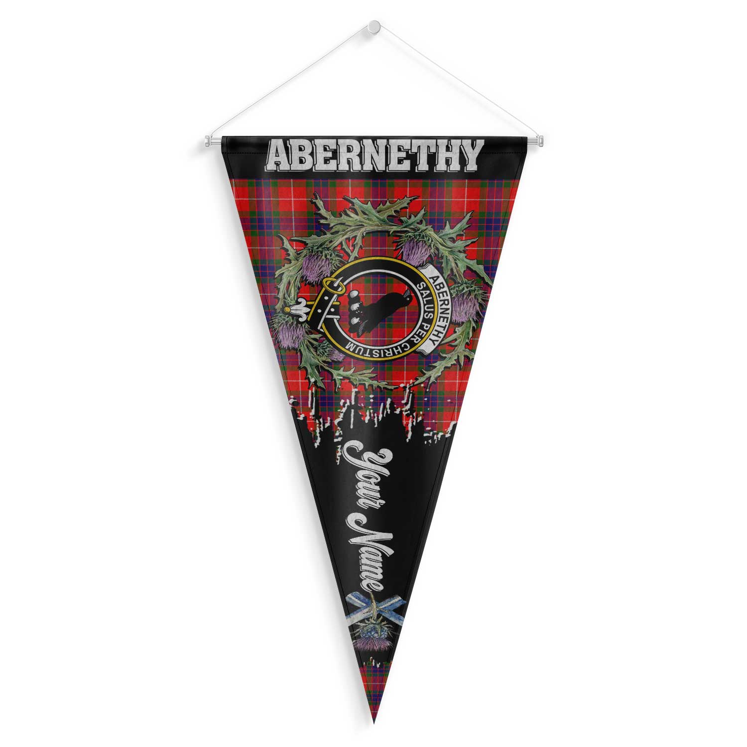 Clan Abernethy Tartan Felt Pennant Crest And Plaid Basic Style
