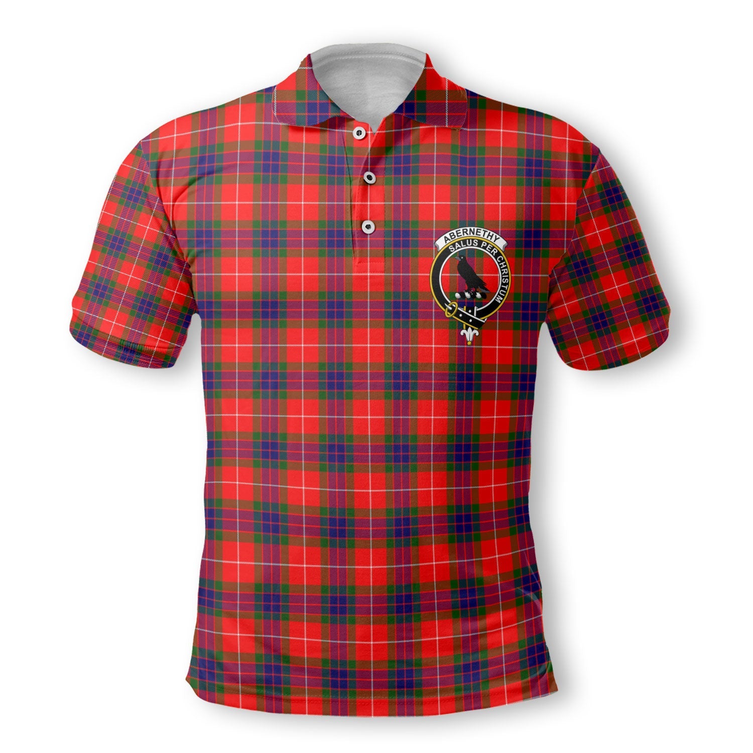 Clan Abernethy Tartan Men Polo Shirt Crest And Plaid Basic Style