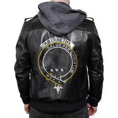Clan Abernethy Tartan Zip Leather Jacket Crest And Plaid Basic Style