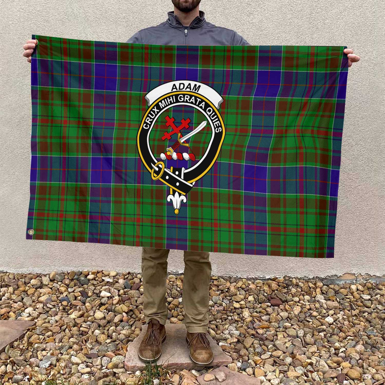 Clan Adam Tartan Flag Crest And Plaid Basic Style