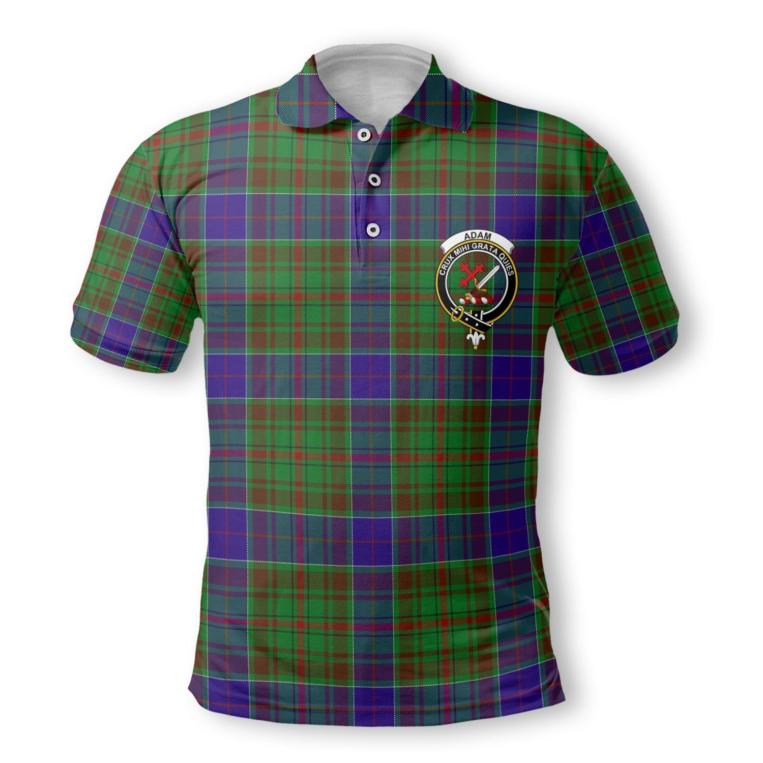 Clan Adam Tartan Golf Men Polo Shirt Crest And Plaid Basic Style