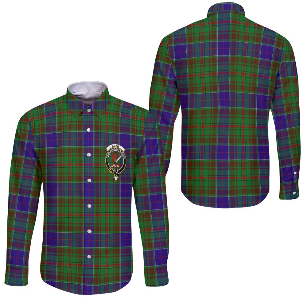 Clan Adam Tartan Long Sleeve Button Shirt Crest And Plaid Basic Style
