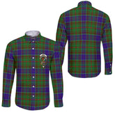 Clan Adam Tartan Long Sleeve Button Shirt Crest And Plaid Basic Style
