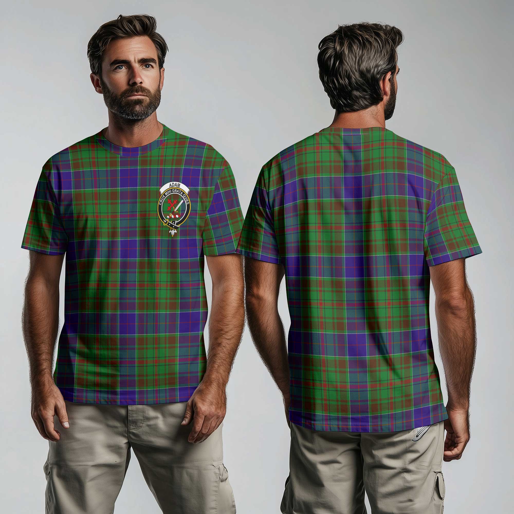 Clan Adam Tartan Men T Shirt Crest And Plaid Basic Style