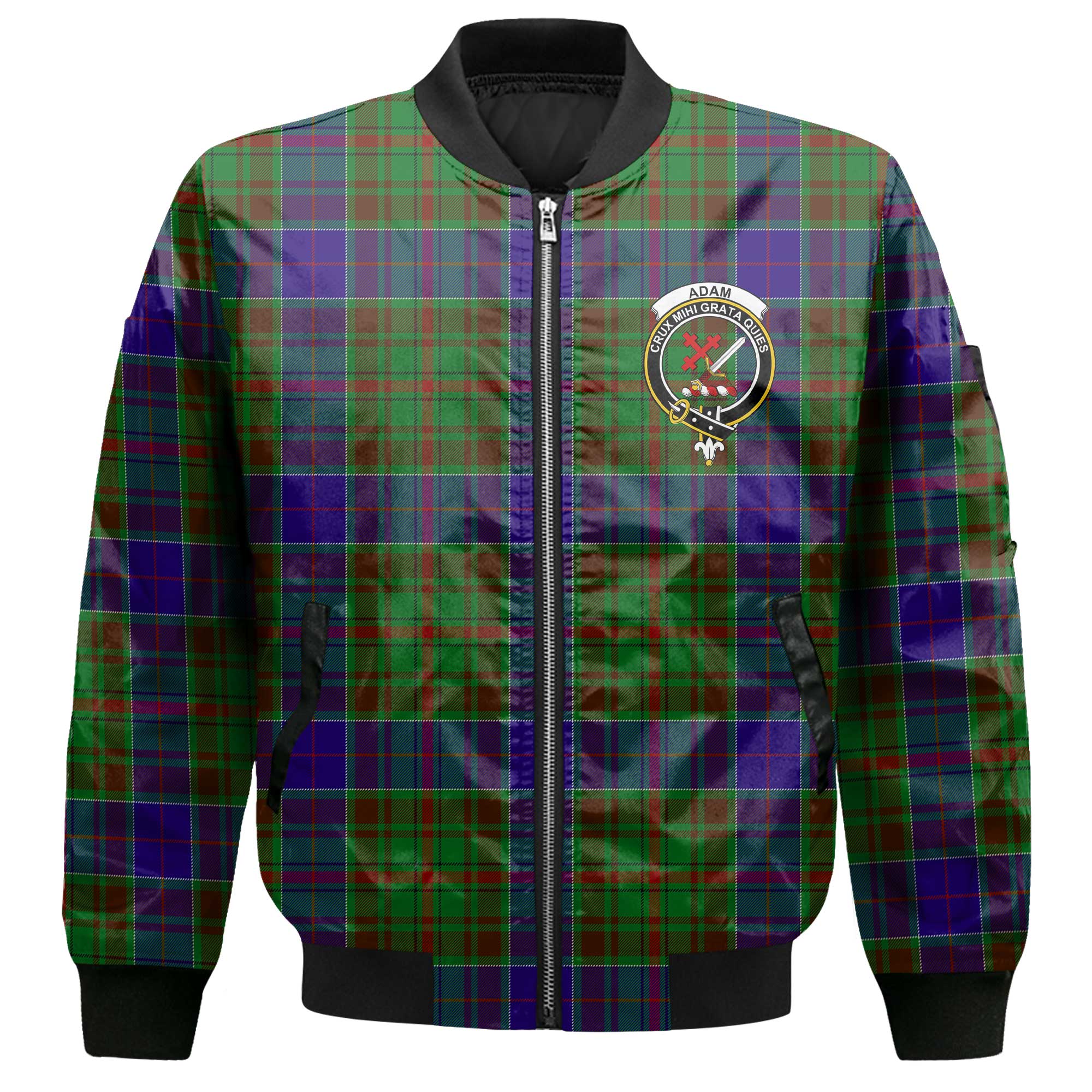 Clan Adam Tartan Women Bomber Jacket Crest And Plaid Basic Style
