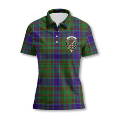 Clan Adam Tartan Women Polo Shirt Crest And Plaid Basic Style