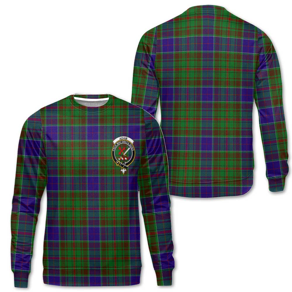 Clan Adam Tartan Women Sweatshirt Crest And Plaid Basic Style