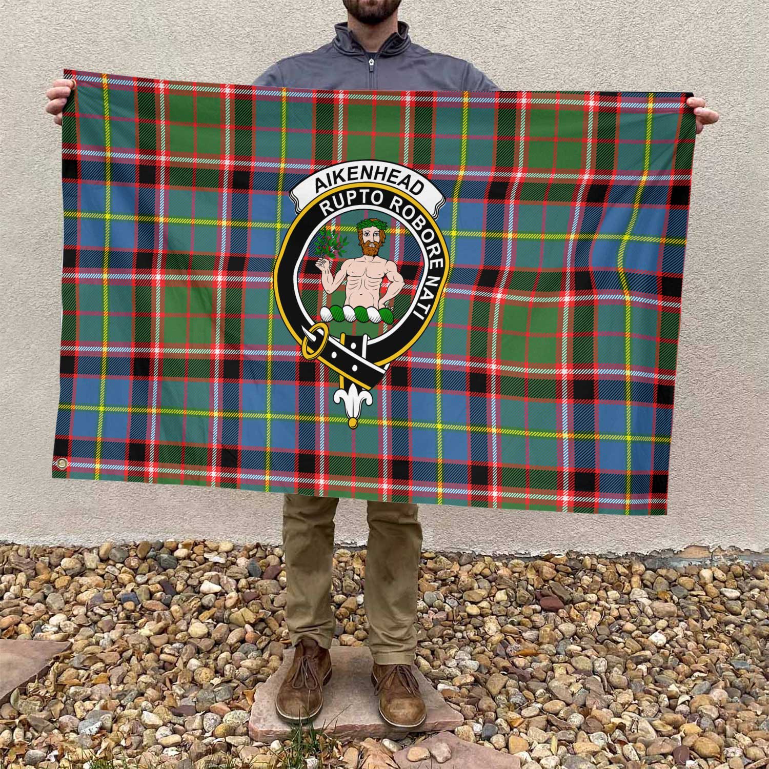 Clan Aikenhead Tartan Flag Crest And Plaid Basic Style