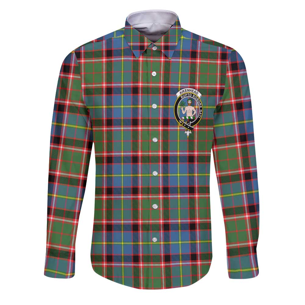 Clan Aikenhead Tartan Long Sleeve Button Shirt Crest And Plaid Basic Style