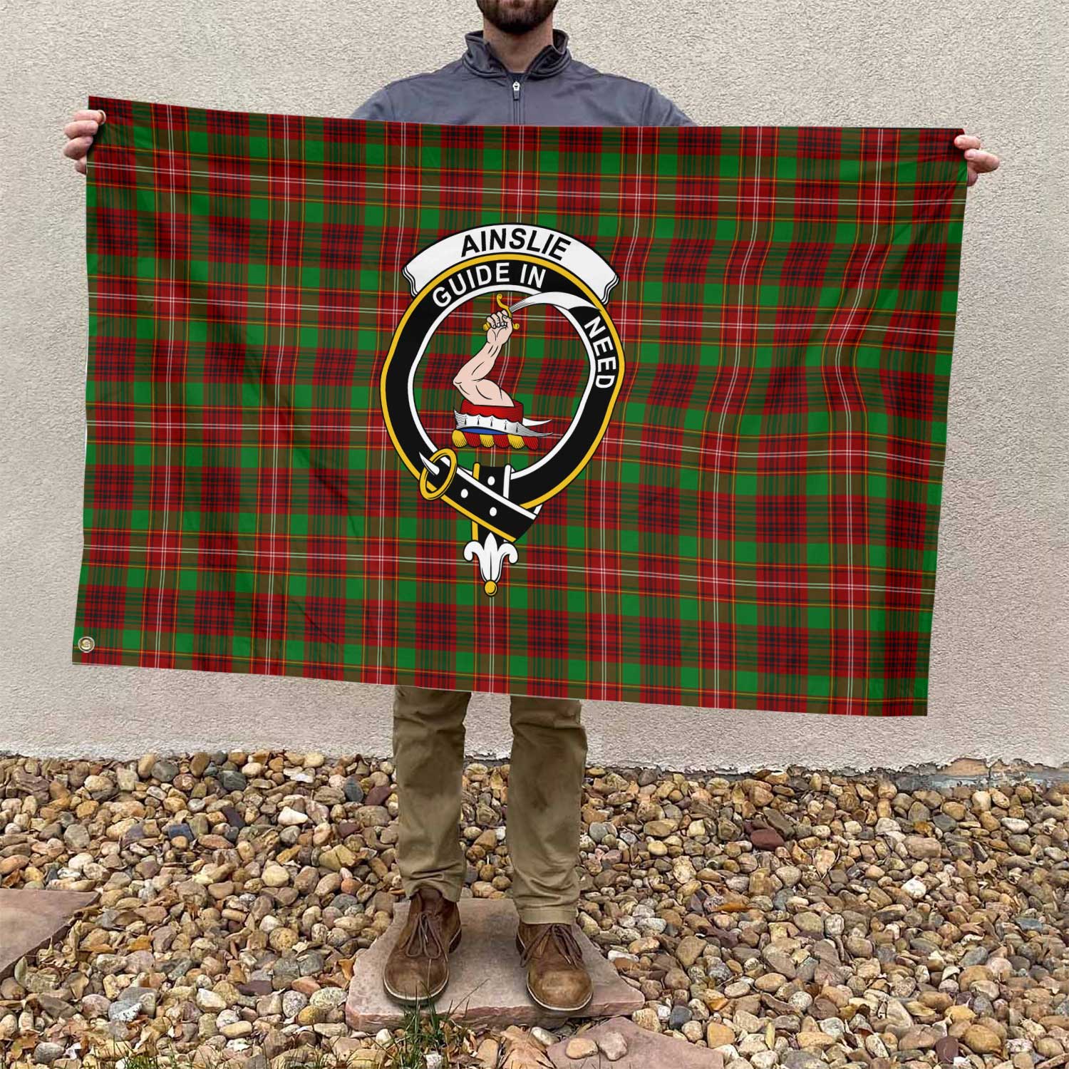 Clan Ainslie Tartan Flag Crest And Plaid Basic Style