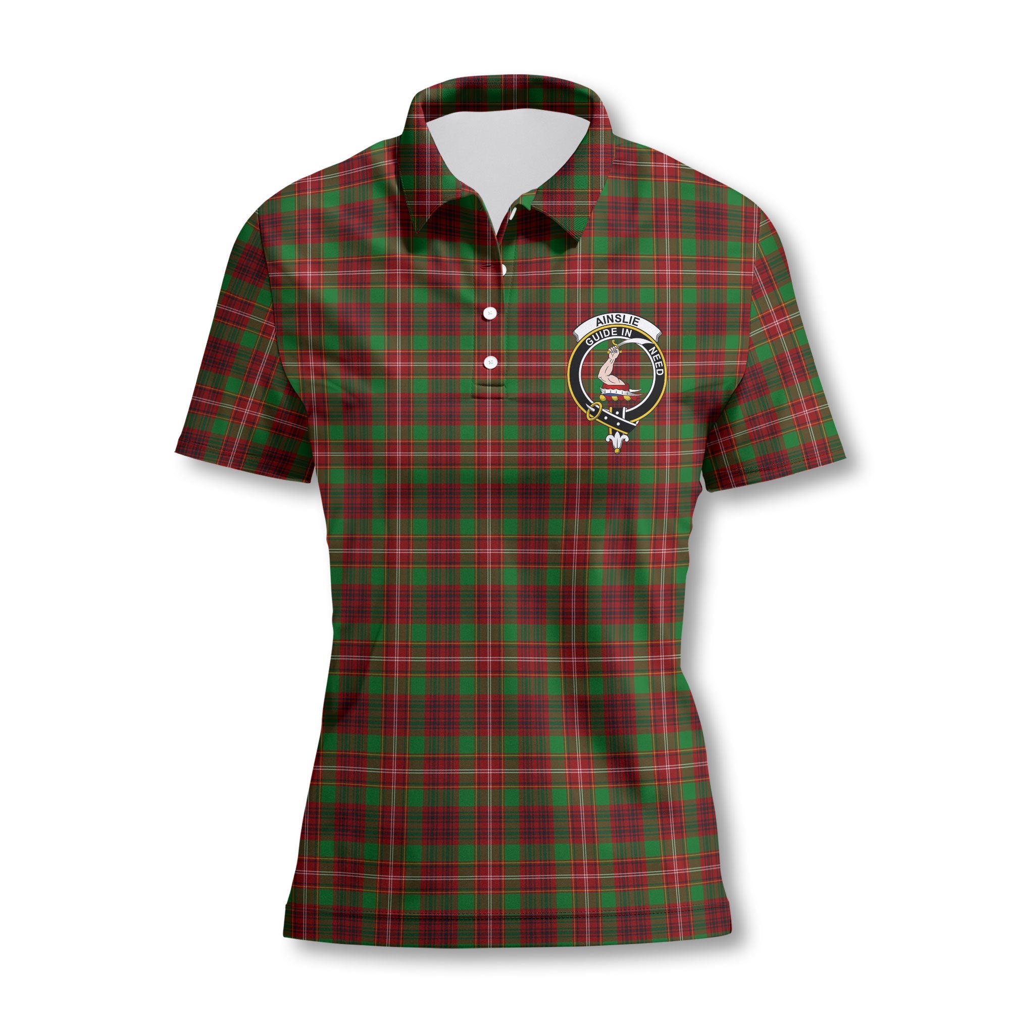 Clan Ainslie Tartan Women Polo Shirt Crest And Plaid Basic Style