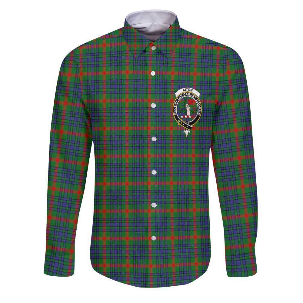 Clan Aiton Tartan Long Sleeve Button Shirt Crest And Plaid Basic Style