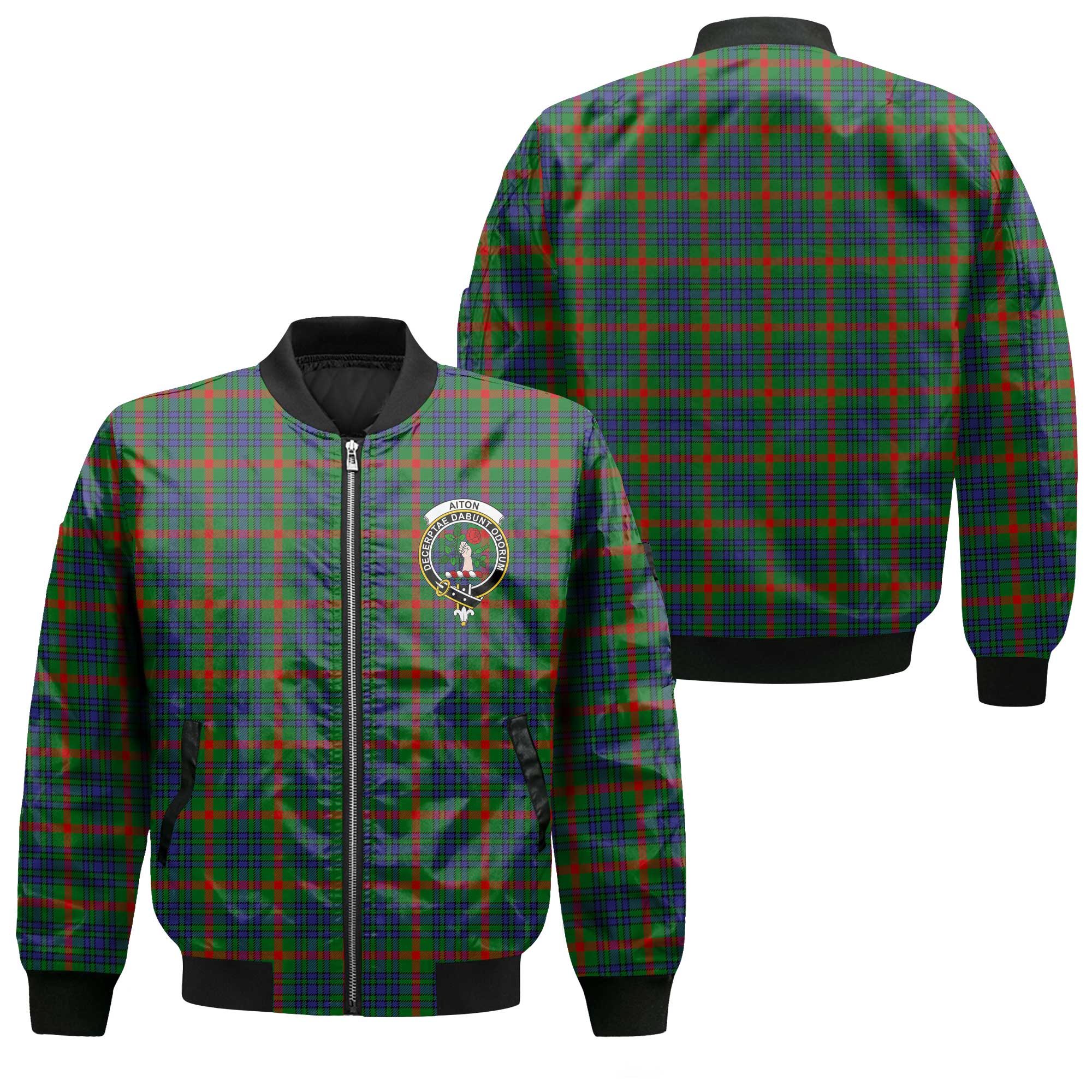 Clan Aiton Tartan Women Bomber Jacket Crest And Plaid Basic Style