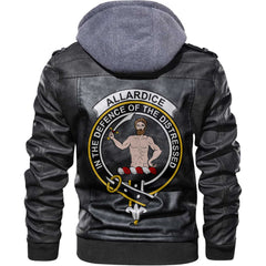 Clan Allardice Tartan Zip Leather Jacket Crest And Plaid Basic Style