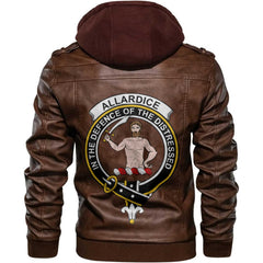 Clan Allardice Tartan Zip Leather Jacket Crest And Plaid Basic Style