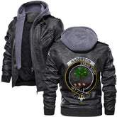 Clan Anderson Tartan Zip Leather Jacket Crest And Plaid Basic Style