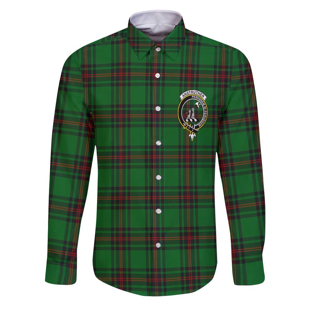 Clan Anstruther Tartan Long Sleeve Button Shirt Crest And Plaid Basic Style