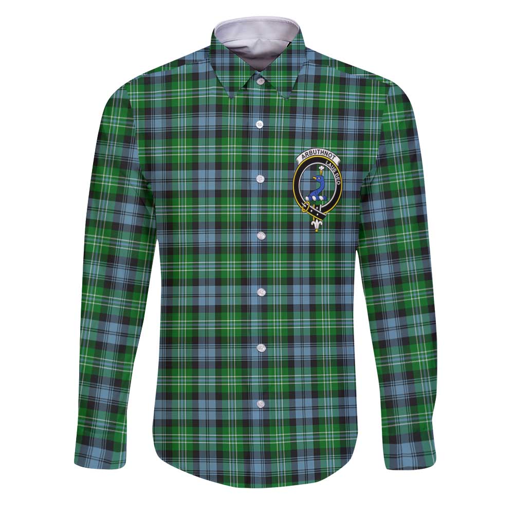 Clan Arbuthnot Tartan Long Sleeve Button Shirt Crest And Plaid Basic Style