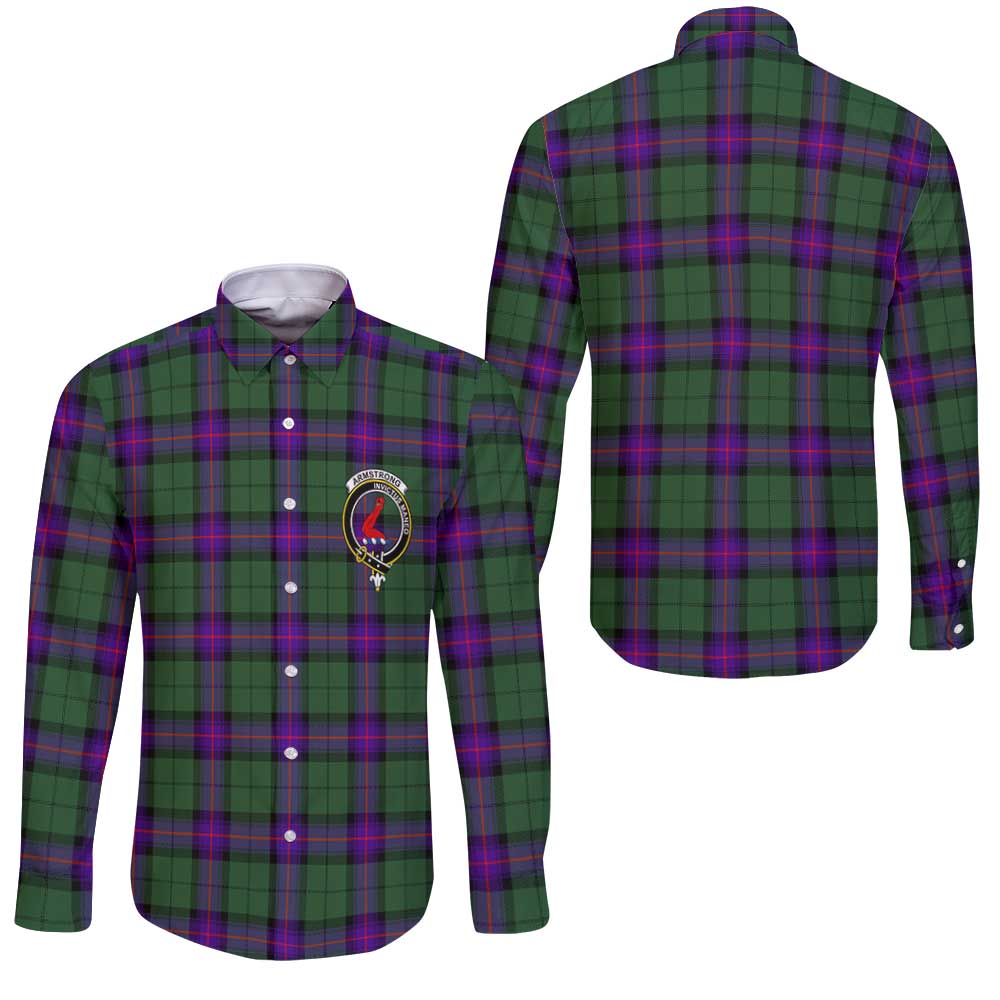 Clan Armstrong Tartan Long Sleeve Button Shirt Crest And Plaid Basic Style