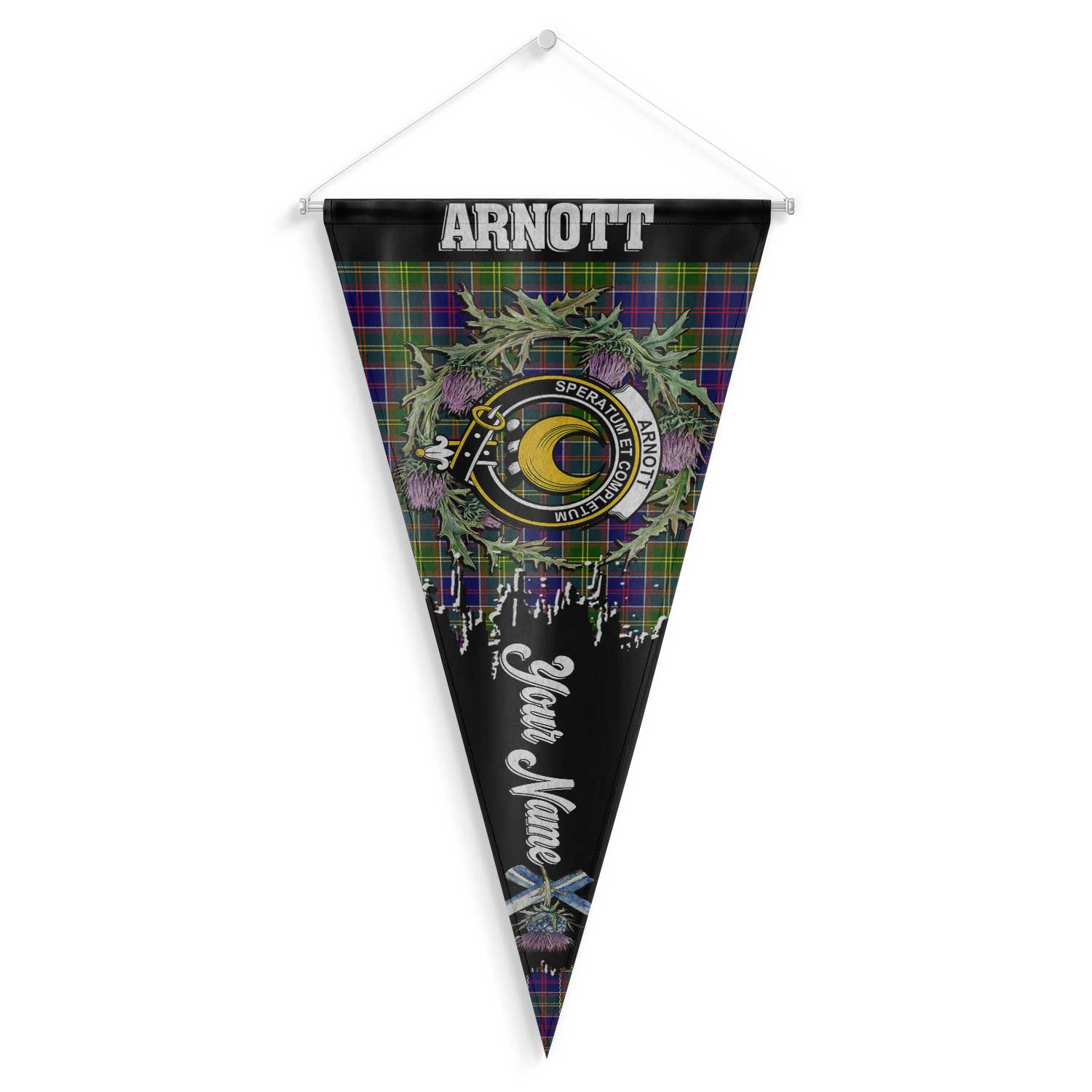 Clan Arnott Tartan Felt Pennant Crest And Plaid Basic Style