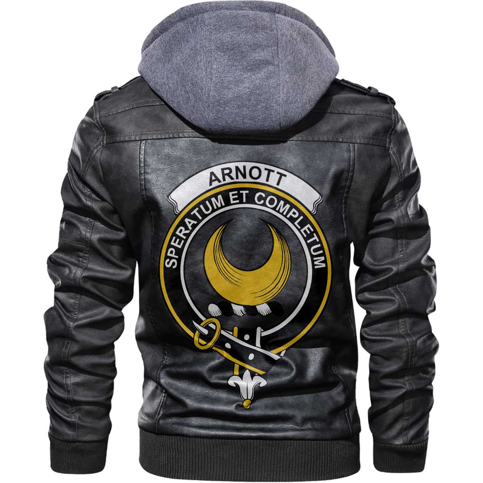 Clan Arnott Tartan Zip Leather Jacket Crest And Plaid Basic Style