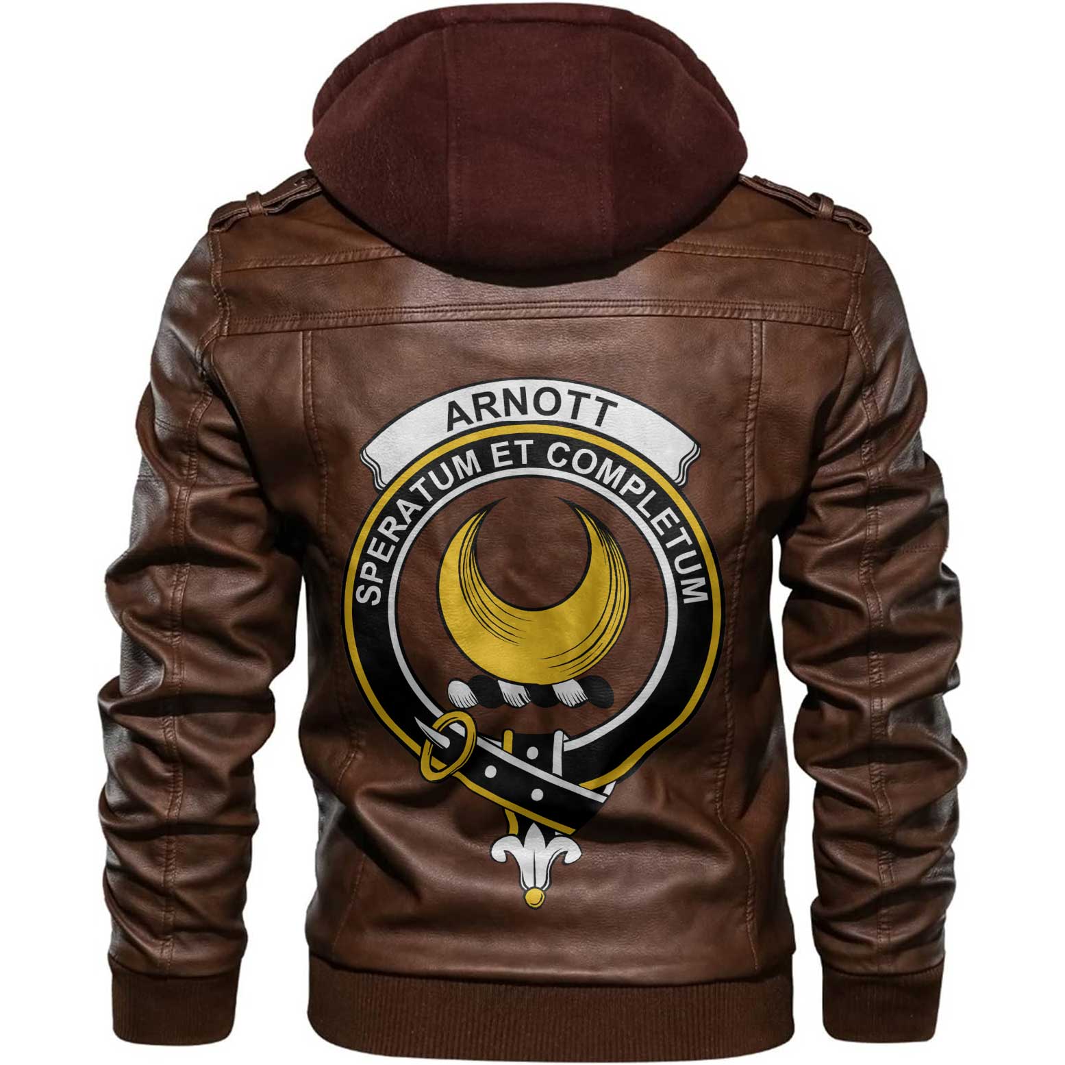 Clan Arnott Tartan Zip Leather Jacket Crest And Plaid Basic Style