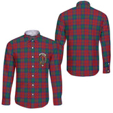 Clan Auchinleck Tartan Long Sleeve Button Shirt Crest And Plaid Basic Style