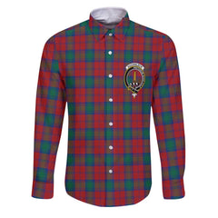 Clan Auchinleck Tartan Long Sleeve Button Shirt Crest And Plaid Basic Style