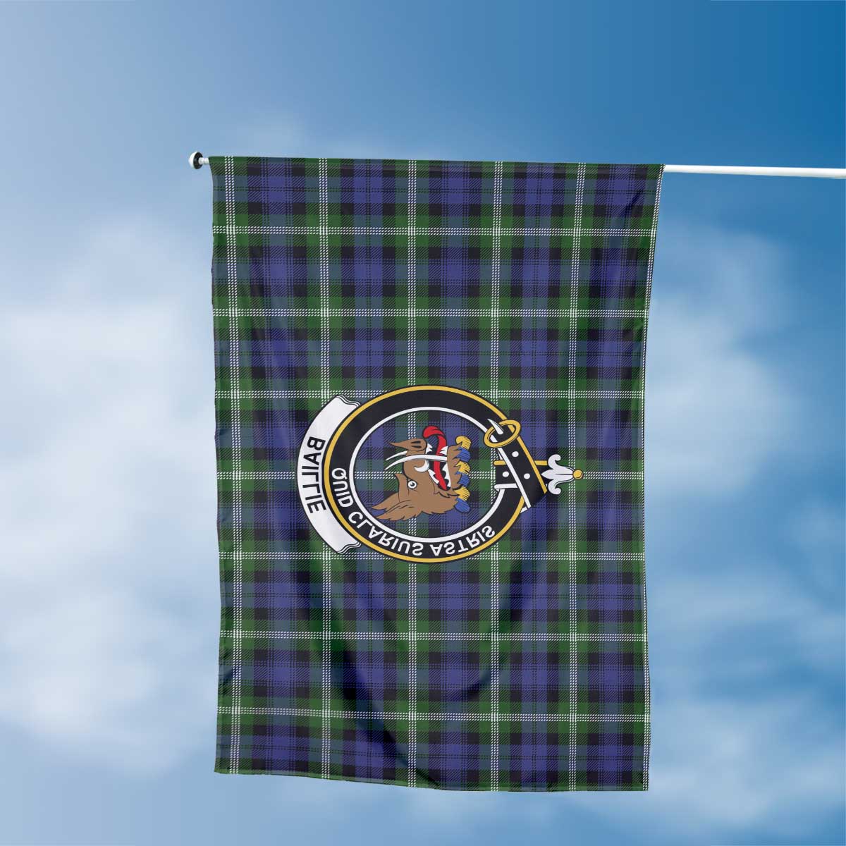Clan Baillie Tartan Flag Crest And Plaid Basic Style