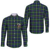 Clan Baillie Tartan Long Sleeve Button Shirt Crest And Plaid Basic Style