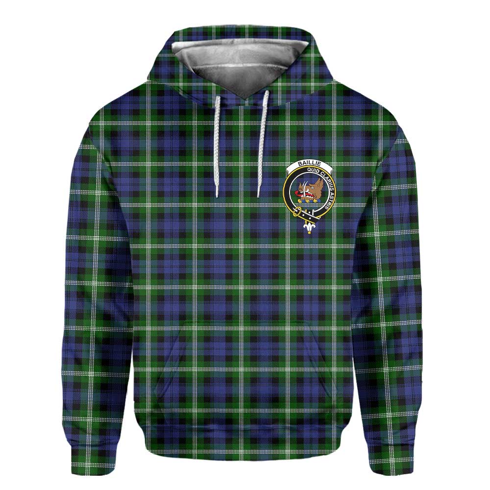 Clan Baillie Tartan Men Hoodie Crest And Plaid Basic Style