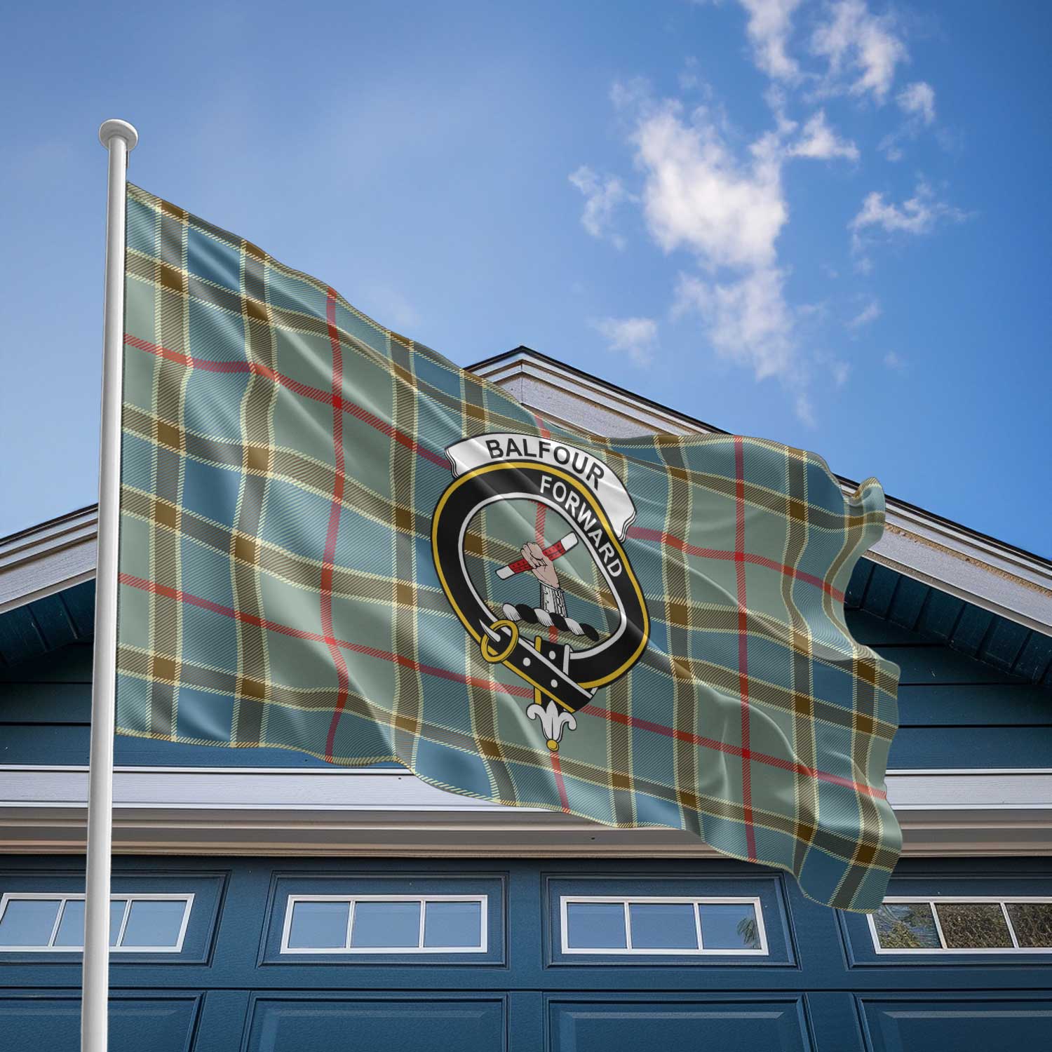 Clan Balfour Tartan Flag Crest And Plaid Basic Style
