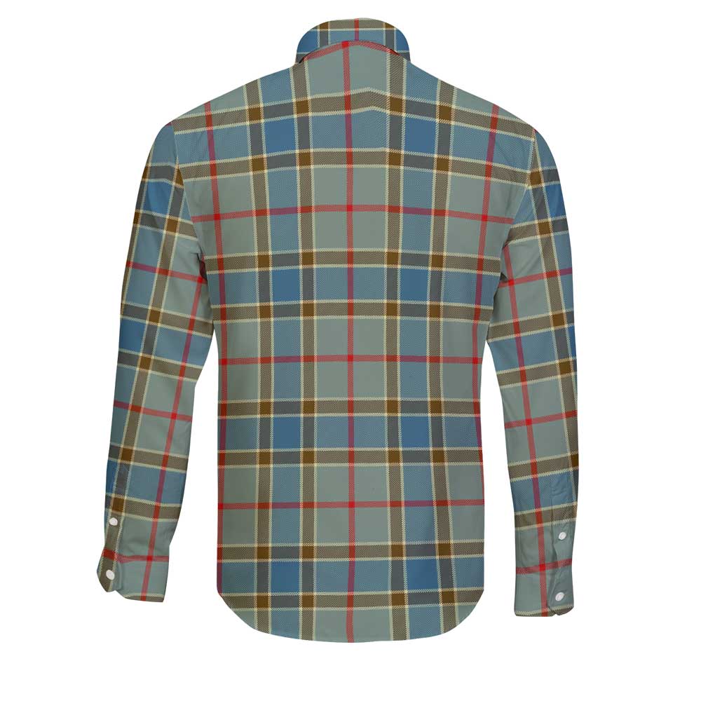 Clan Balfour Tartan Long Sleeve Button Shirt Crest And Plaid Basic Style