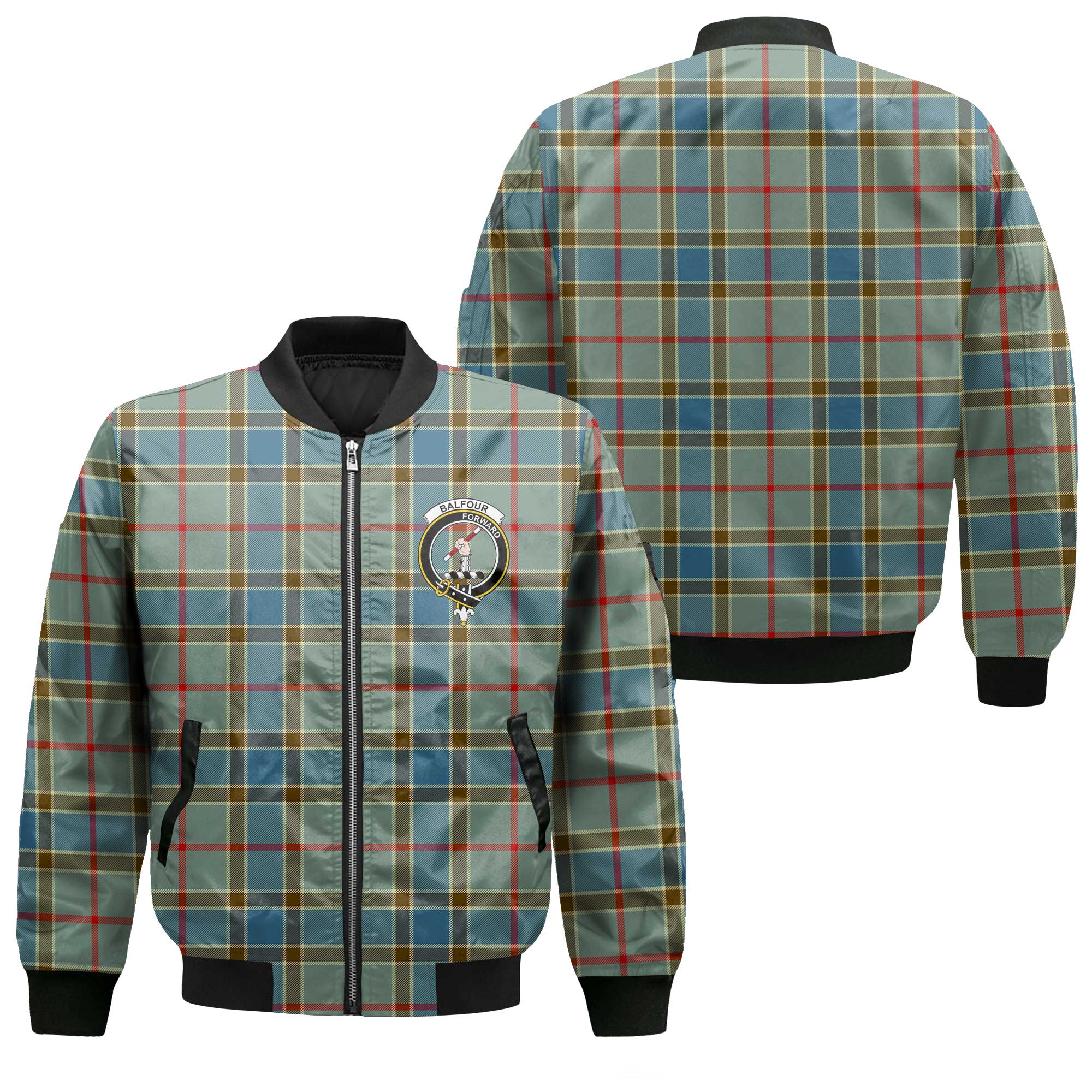 Clan Balfour Tartan Women Bomber Jacket Crest And Plaid Basic Style