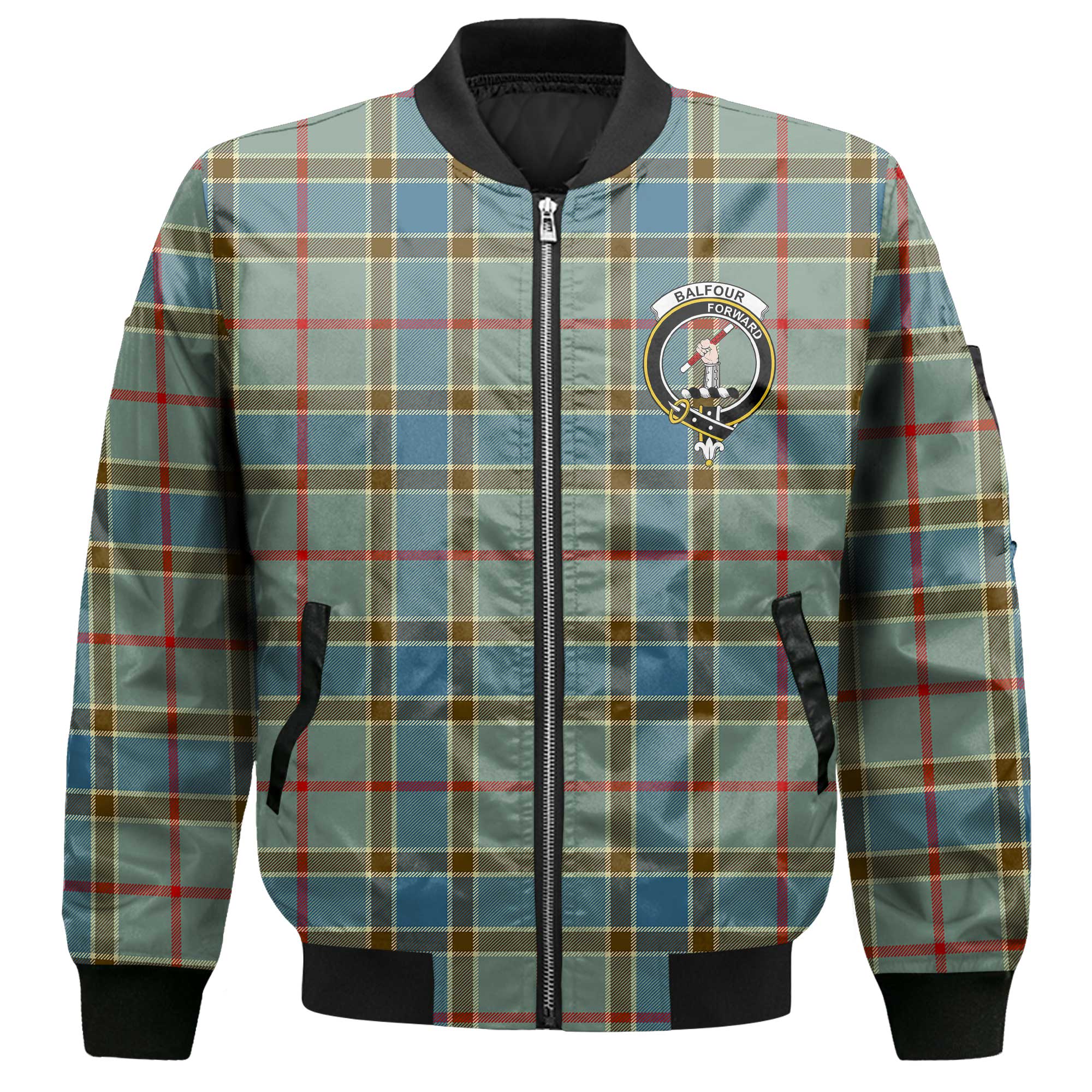 Clan Balfour Tartan Women Bomber Jacket Crest And Plaid Basic Style