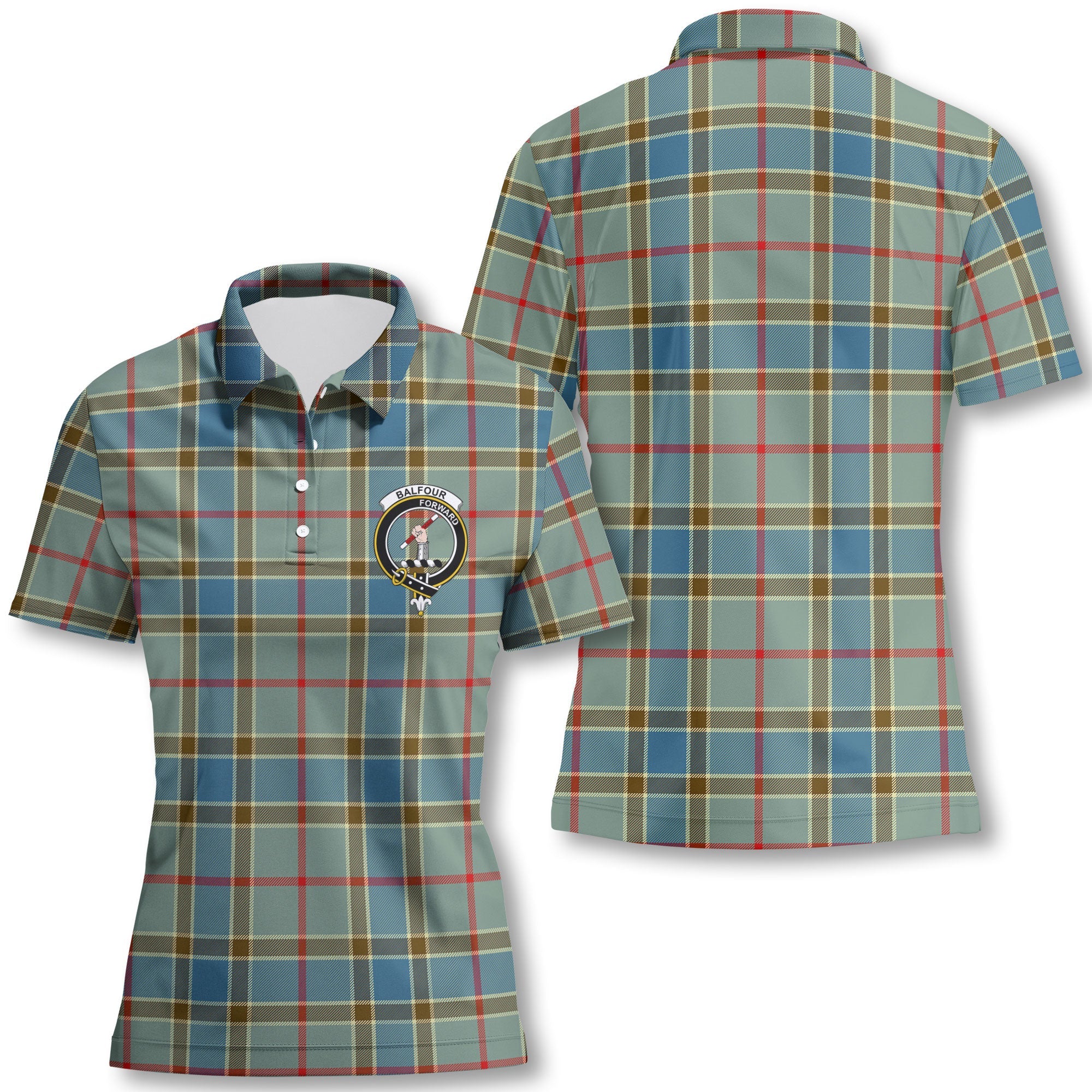 Clan Balfour Tartan Women Polo Shirt Crest And Plaid Basic Style
