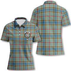 Clan Balfour Tartan Women Polo Shirt Crest And Plaid Basic Style