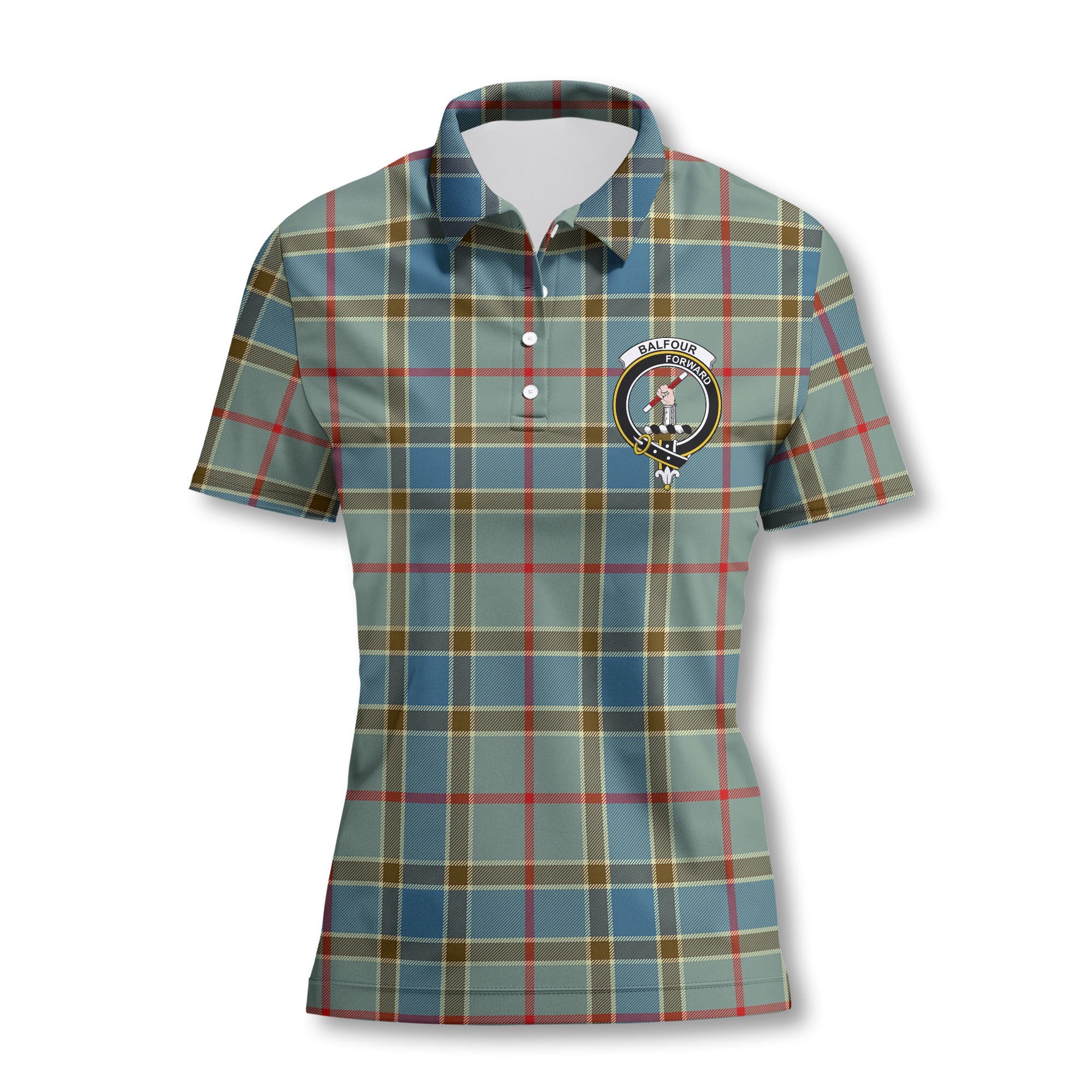 Clan Balfour Tartan Women Polo Shirt Crest And Plaid Basic Style