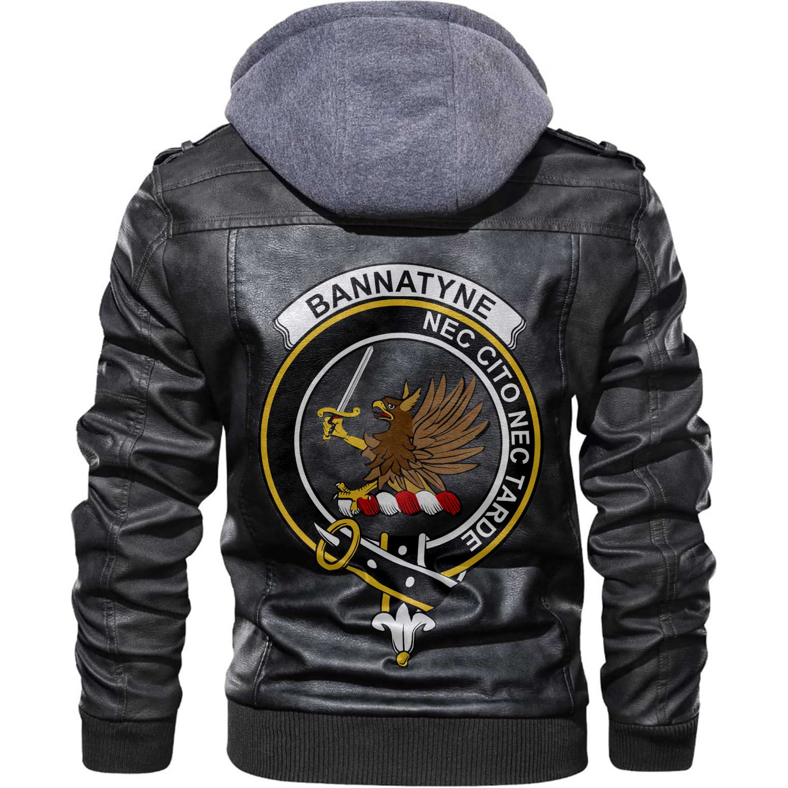 Clan Bannatyne Tartan Zip Leather Jacket Crest And Plaid Basic Style
