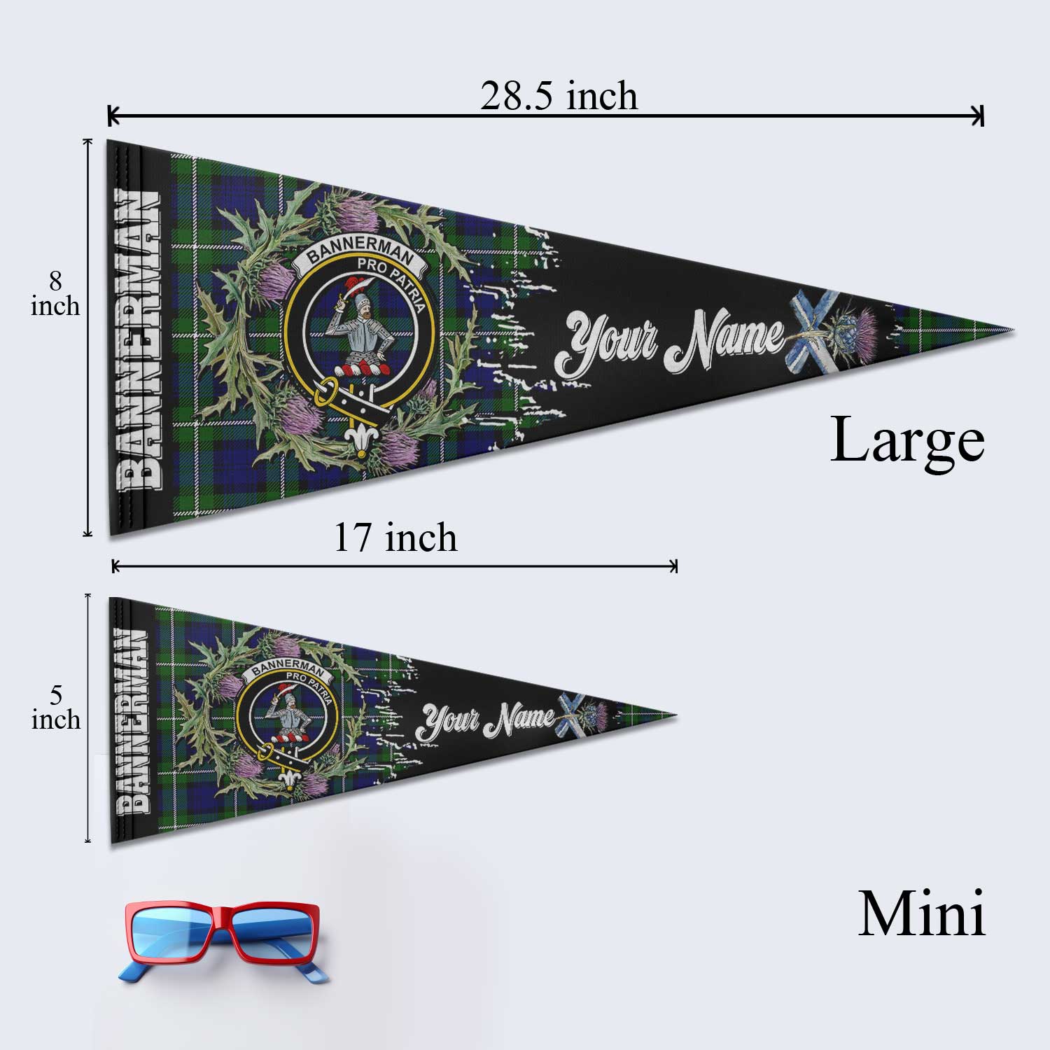 Clan Bannerman Tartan Felt Pennant Crest And Plaid Basic Style