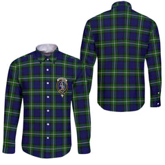 Clan Bannerman Tartan Long Sleeve Button Shirt Crest And Plaid Basic Style