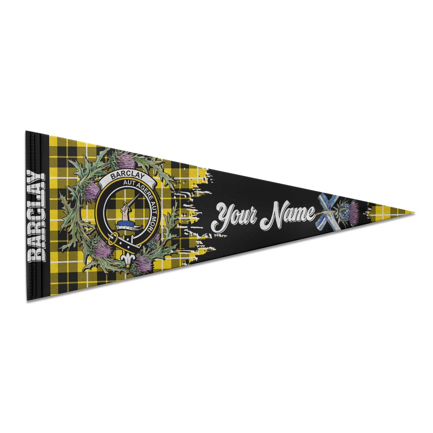 Clan Barclay Tartan Felt Pennant Crest And Plaid Basic Style