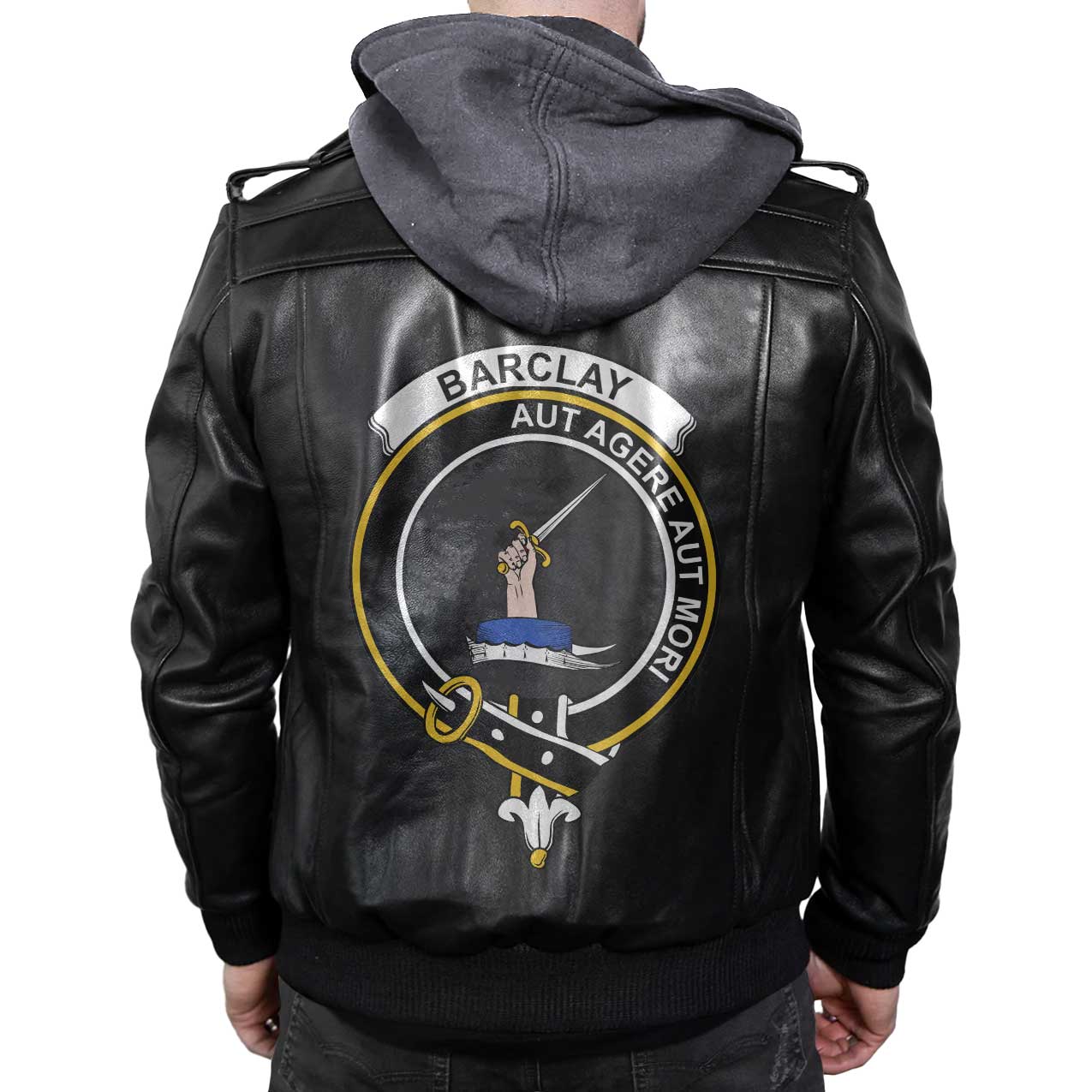 Clan Barclay Tartan Zip Leather Jacket Crest And Plaid Basic Style