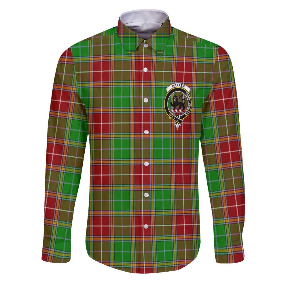 Clan Baxter Tartan Long Sleeve Button Shirt Crest And Plaid Basic Style