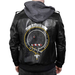 Clan Baxter Tartan Zip Leather Jacket Crest And Plaid Basic Style