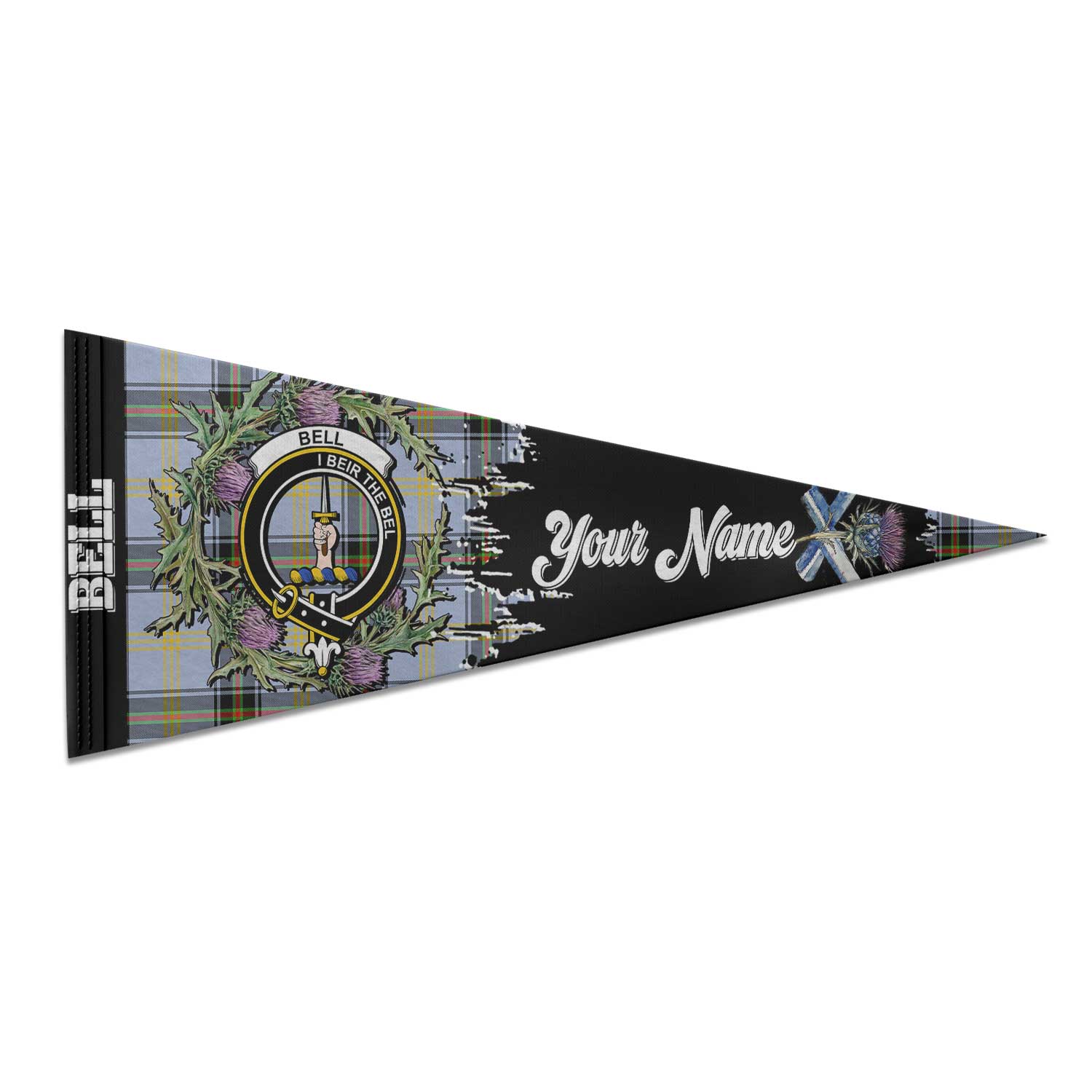 Clan Bell Tartan Felt Pennant Crest And Plaid Basic Style