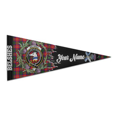 Clan Belshes Tartan Felt Pennant Crest And Plaid Basic Style
