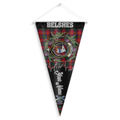 Clan Belshes Tartan Felt Pennant Crest And Plaid Basic Style