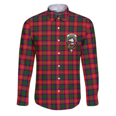 Clan Belshes Tartan Long Sleeve Button Shirt Crest And Plaid Basic Style